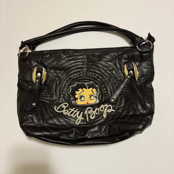 Vintage Y2K Betty Boop Black Leather Purse Handbag - Picture 1 of 6